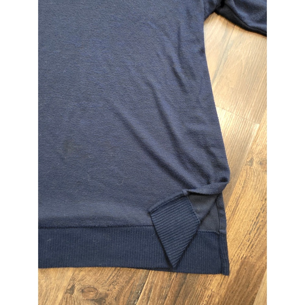 Lucky Brand Womens Navy Blue V-Neck Sweater Side Slit XL quiet luxury academia‎ - Picture 3 of 8